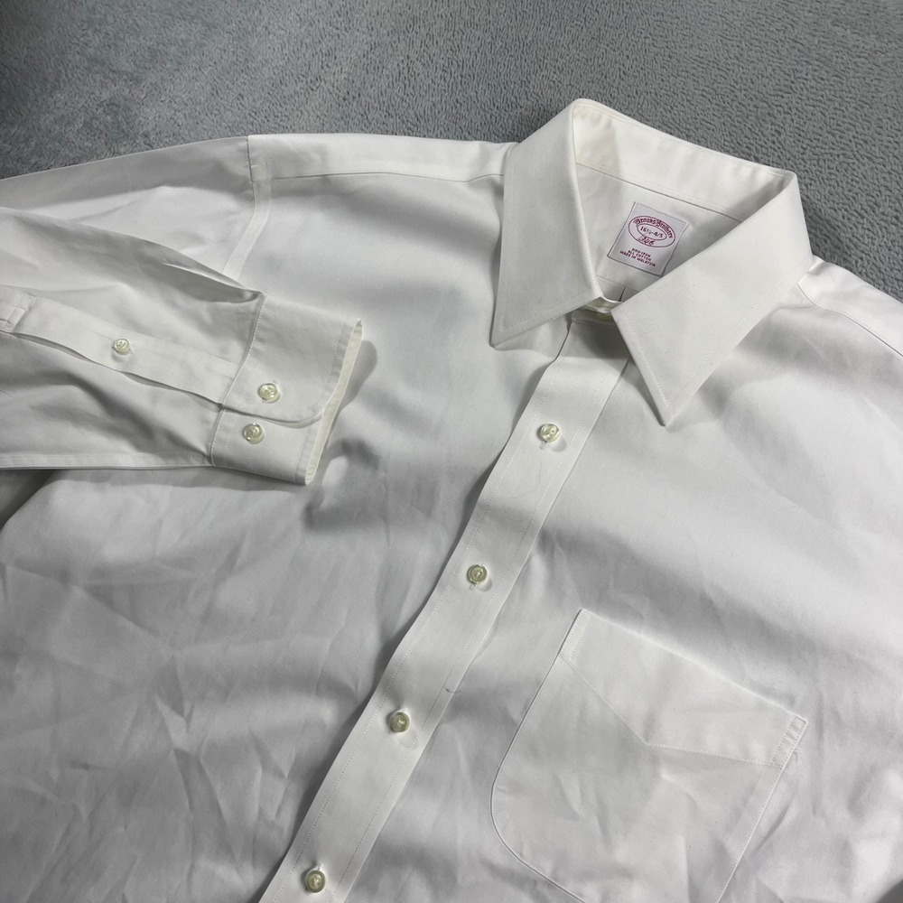 Brooks Brothers 346 Mens Non-Iron Cotton‎ Dress Shirt White 16.5 4/5 Long Sleeve